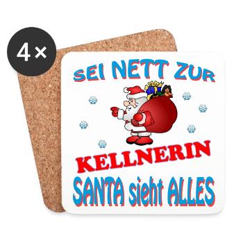 SERVEUSE DU PÈRE NOËL - Dessous de verre (lot de 4) - blanc - Devant
