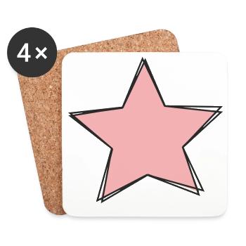 Pink Star Design - Coasters (set of 4) - white - Front