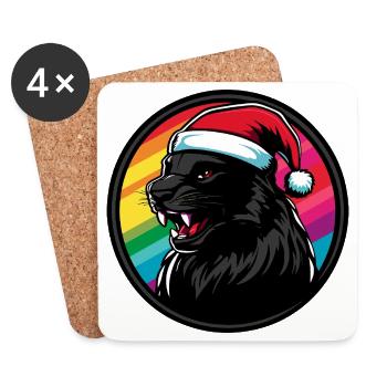 Panther Santa im Regenbogen - Untersetzer (4er-Set) - Weiß - Vorne