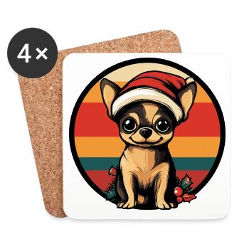 Chihuahua Santa im Retro-Ring - Untersetzer (4er-Set) - Weiß - Vorne