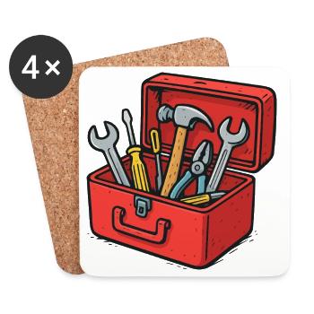 La Joie de l’Artisan de la boîte à outils - Dessous de verre (lot de 4) - blanc - Devant