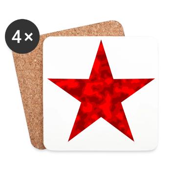 Rouge étoile - Avec motif de camouflage - Dessous de verre (lot de 4) - blanc - Devant