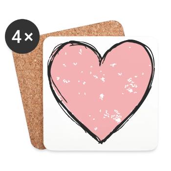 Delicate Pink Heart - Coasters (set of 4) - white - Front