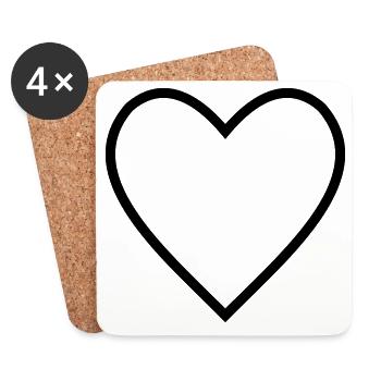 Heart Lineart - Coasters (set of 4) - white - Front