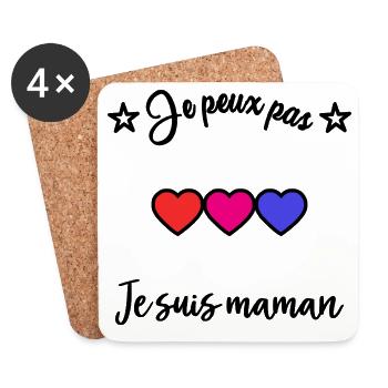 MAMAN. NOËL. BONNE FÊTE. COEUR. BONNE FÊTE MAMAN.  - Dessous de verre (lot de 4) - blanc - Devant