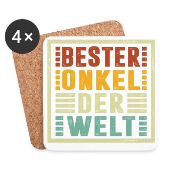 Bester Onkel Der Welt Geschenke Weihnachten - Untersetzer (4er-Set) - Weiß - Vorne