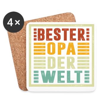 Bester Opa Der Welt Geschenke Weihnachten - Untersetzer (4er-Set) - Weiß - Vorne