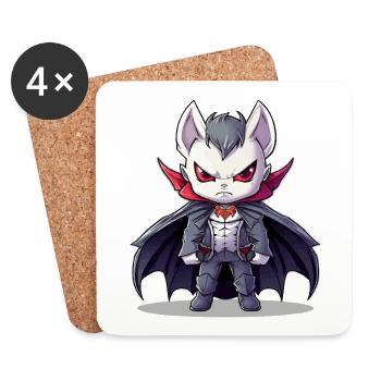 Vampire Chibi en costume avec une cape - Dessous de verre (lot de 4) - blanc - Devant