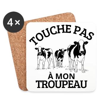 agriculteur, éleveur bovin; vache - Dessous de verre (lot de 4) - blanc - Devant
