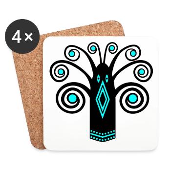 Bird graphic - Coasters (set of 4) - white - Front
