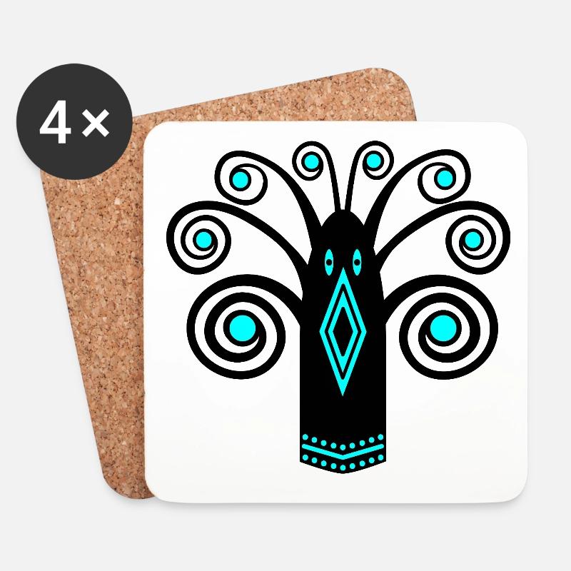 Bird graphic - Coasters (set of 4) - white