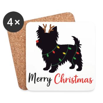 Yorkshire Terrier Weihnachten Winter Tiere Hunde - Untersetzer (4er-Set) - Weiß - Vorne