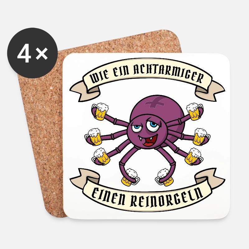 Wie ein Achtarmiger einen reinorgeln - Untersetzer (4er-Set) - Weiß