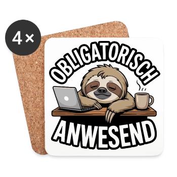 Mandatory Present Sloth Telco Meeting Office - Coasters (set of 4) - white - Front