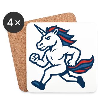 Fast Running Unicorn Athletic Power Mascot - Coasters (set of 4) - white - Front