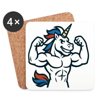 Muscle Unicorn Gym Mascot Power Flex Design - Coasters (set of 4) - white - Front