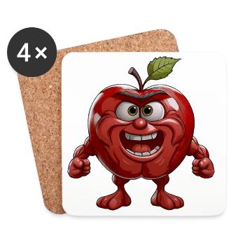 Apfel - Untersetzer (4er-Set) - Weiß - Vorne