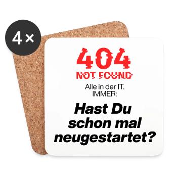 404 IT-Frage – Schon neu gestartet? IT, Geek, Fun - Untersetzer (4er-Set) - Weiß - Vorne