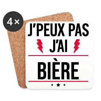 J’peux pas j’ai bière Humour Apéro - Dessous de verre (lot de 4) - blanc - Devant