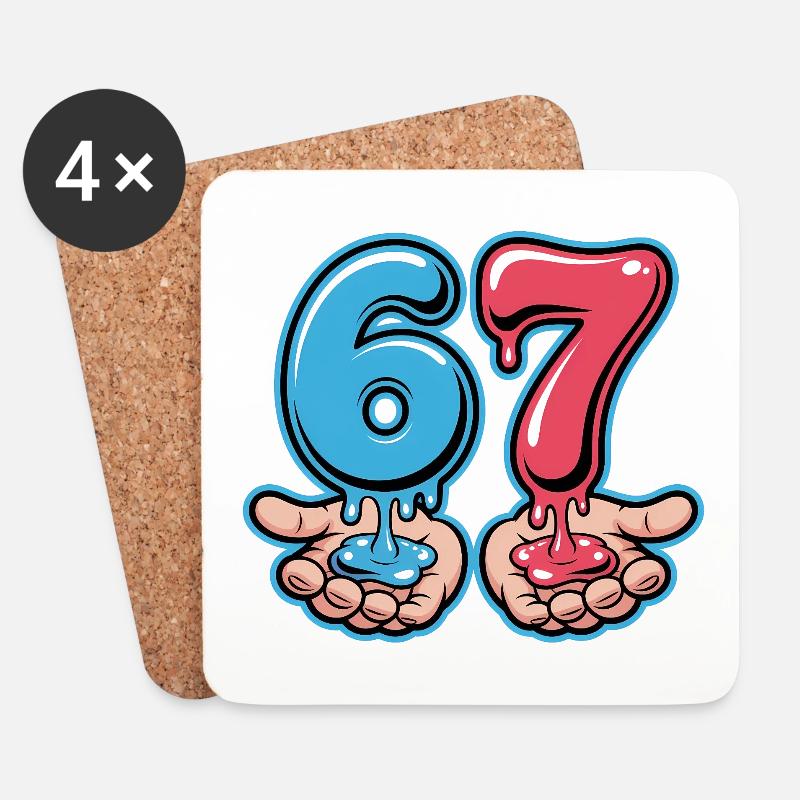 67 - Funny Six Seven T-Shirt - Untersetzer (4er-Set) - Weiß