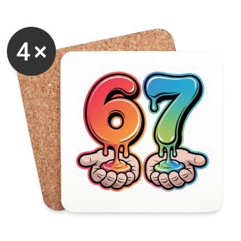 67 - Funny Six Seven T-Shirt - Untersetzer (4er-Set) - Weiß - Vorne