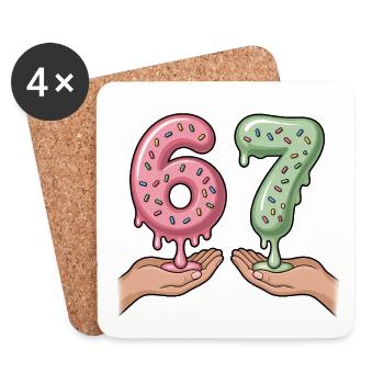 67 - Funny Six Seven T-Shirt - Untersetzer (4er-Set) - Weiß - Vorne