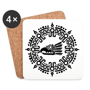 Black Aztec symbol - Coasters (set of 4) - white - Front