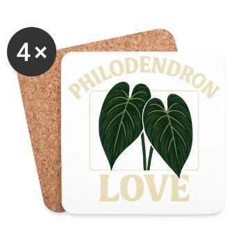 Philodendron Love - Coasters (set of 4) - white - Front