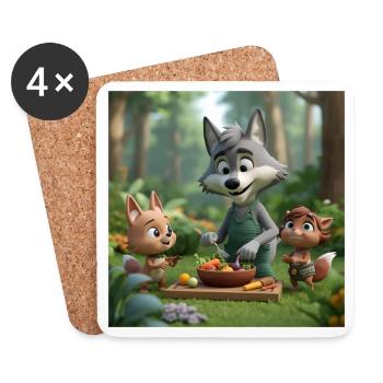 wolf, vegan wolf, friendly wolf - Coasters (set of 4) - white - Front