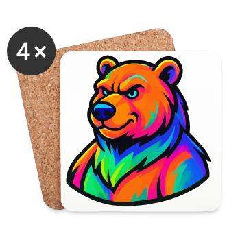 Bear Grizzly Comic - Coasters (set of 4) - white - Front
