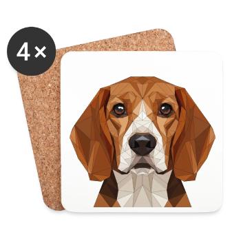 Polygon Beagle Portrait - Coasters (set of 4) - white - Front