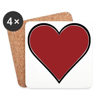 Red Heart Comic Thick Contour Vector - Coasters (set of 4) - white - Front