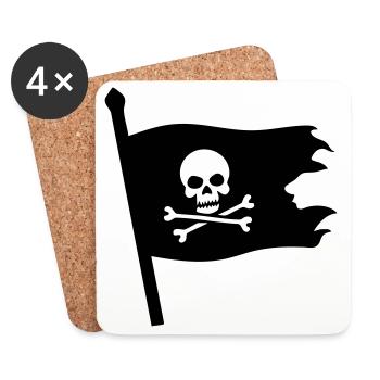 Piraten Totenkopf Jolly Roger - Untersetzer (4er-Set) - Weiß - Vorne