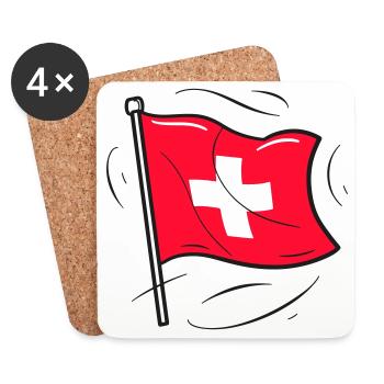 Schweizer Flagge Patriot Design - Untersetzer (4er-Set) - Weiß - Vorne