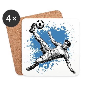Soccer Shot Overhead Kick Goal Side Kick - Coasters (set of 4) - white - Front