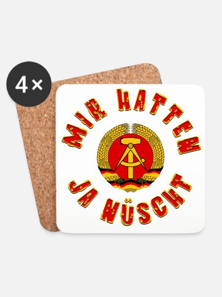 DDR Mir Hatten ja nüscht Hoodie, Shirt Tasse - Untersetzer (4er-Set) - Weiß