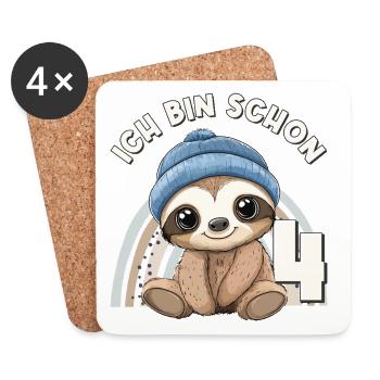 4th Birthday Sloth Rainbow Cute Cute - Coasters (set of 4) - white - Front