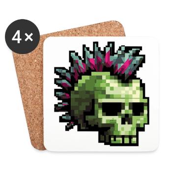Pixel Punk Skull - Coasters (set of 4) - white - Front