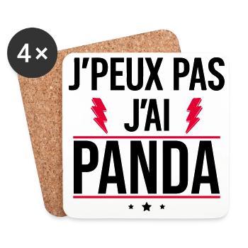 J’peux pas j’ai panda Humour Panda - Dessous de verre (lot de 4) - blanc - Devant