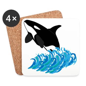 Orca-Druck - Untersetzer (4er-Set) - Weiß - Vorne