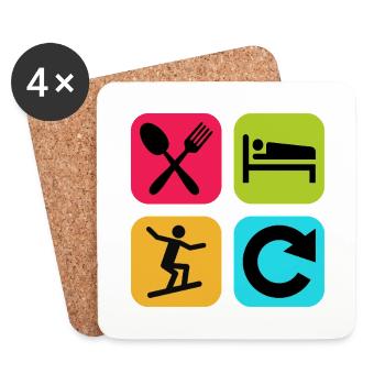 Mange Sommeil Snowboard Répéte Citation drôle Snow - Dessous de verre (lot de 4) - blanc - Devant