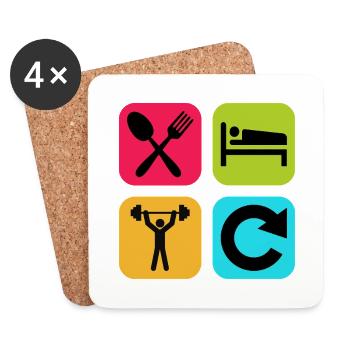Eat Sleep Lift Repeat Funny Quote Gym - Coasters (set of 4) - white - Front