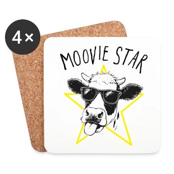 Moovie Star Jeu de mots avec une vache - Dessous de verre (lot de 4) - blanc - Devant