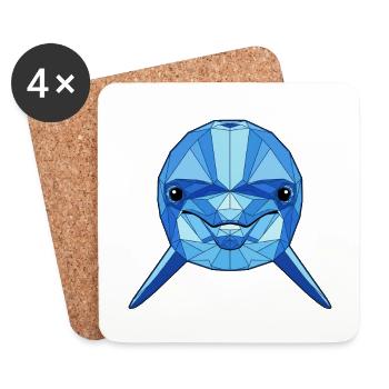 Geometric Blue Dolphin - Coasters (set of 4) - white - Front