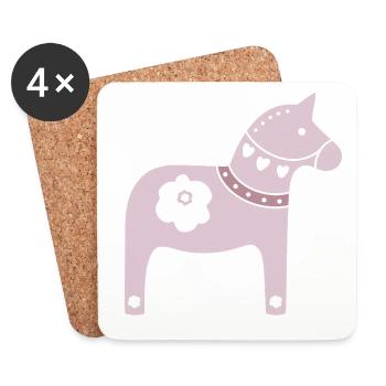 Dalapferd rosa Schweden Weihnachten Tradition Holz - Untersetzer (4er-Set) - Weiß - Vorne