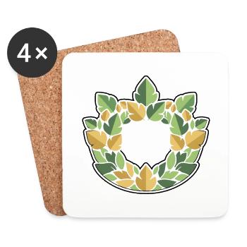 Blason naturel en couronne de laurier - Dessous de verre (lot de 4) - blanc - Devant