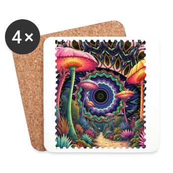 Kaleidoscope Forest Trail Mushrooms - Coasters (set of 4) - white - Front