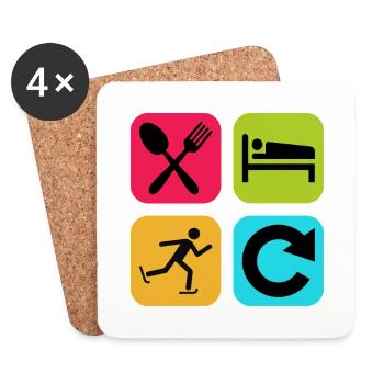 Répéter la citation drôle de Eat Sleep Skating - Dessous de verre (lot de 4) - blanc - Devant