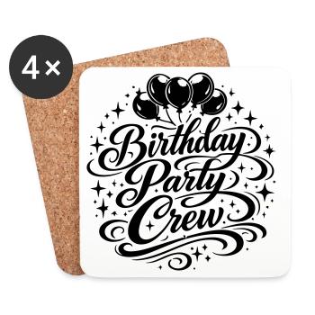 Équipe de fête d’anniversaire - Dessous de verre (lot de 4) - blanc - Devant