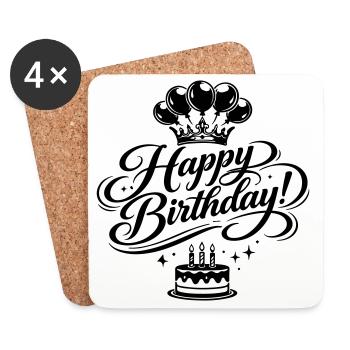 Joyeux anniversaire - Dessous de verre (lot de 4) - blanc - Devant